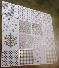 NEW 16 Pcs 7.87  x7  Christmas Stencils Plastic Painting Templates DIY Cards Wood