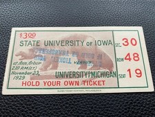 1929 Michigan Wolverines v State University of Iowa college football ticket stub