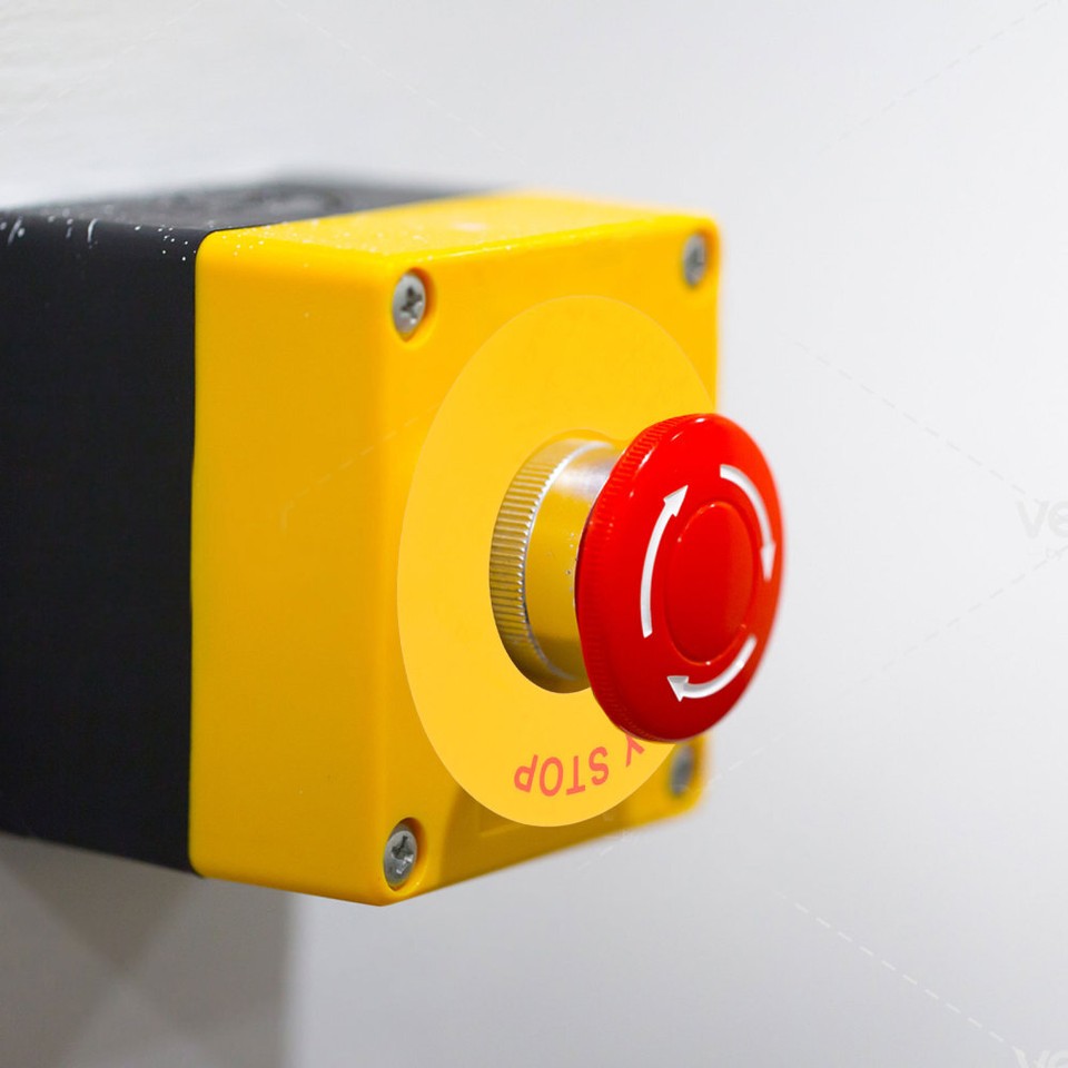 4 Pcs Caution Emergency Stop Sticker Sign Label Industrial Equipment eBay