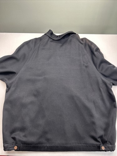 Vintage Tommy Bahama Mens Large 100% Silk Black Full Zip Jacket Sunfading - Picture 13 of 16