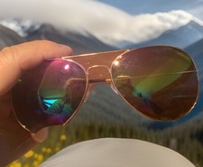 VTG Aviator Men  s Sunglasses Gold Tone Reflective Black Ear Cuffs