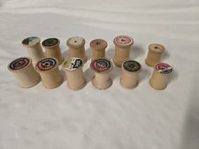 Vintage Variety of 12 Wooden Thread Spools Empty