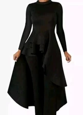 NEW -Womens Medium high low black cocktail dress peplum top