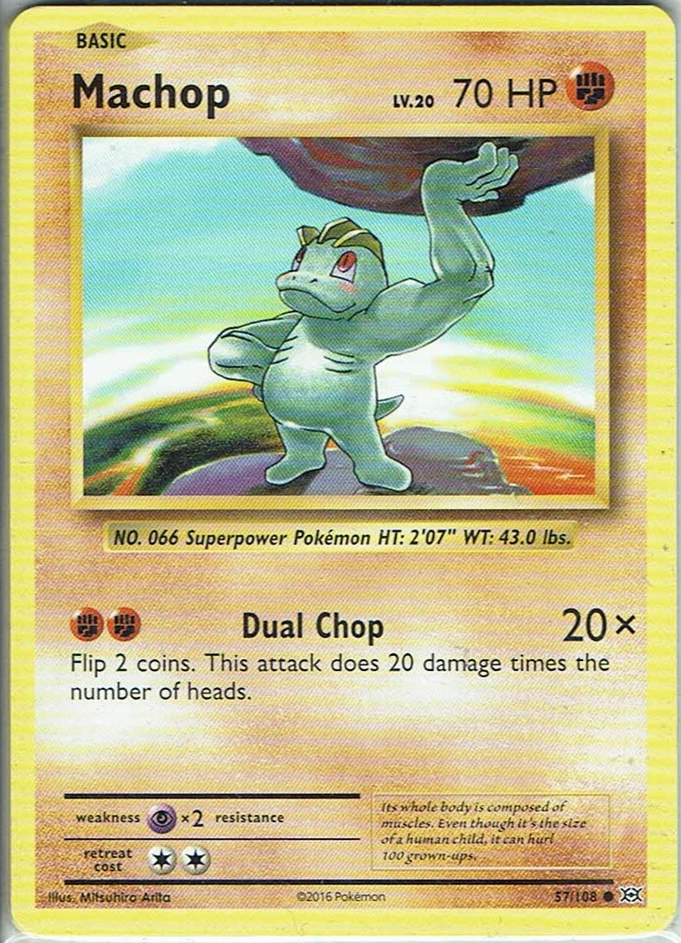 machop pokemon card 2016 - - Evolutions This attack does 20 damage times the number of heads Pokemon Karte TCG XY Evolution