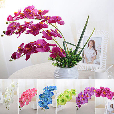 NEW DIY Artificial Butterfly Orchid Silk Flower Home Living Room Decoration