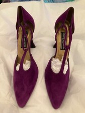 NEW VINTAGE Stuart Weitzman Purple Suede T-Strap Pumps - 10M