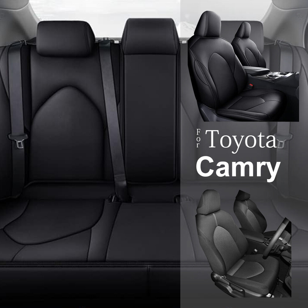 For Toyota Camry XLE XSE 2018-2024 Black Faux Leather Car 5-Seat Covers Replace