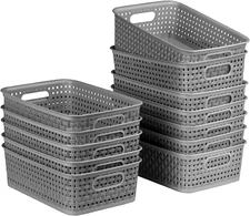FUCDTEFC Organization and Storage, 12 Pcs Plastic Storage Basket with Grey 