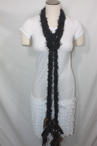 Sciarpa in corda di filato all'uncinetto 66 pollici con frange texture Lariat Infinity donna - Foto 2 di 15