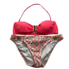 Victoria's Secret Seahorse Printed Coral and Gold Metallic Bikini - Large