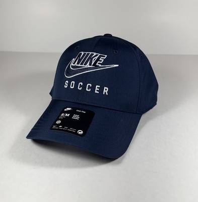 NIKE Club Structured Soccer Futura Swoosh Cap Hat Navy Mens Sz S/M *NEW* C11451