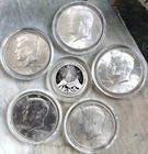 1964 Kennedy Half Dollars - 5 Ea. - 90% Silver - About Uncirculated with VOLCANO