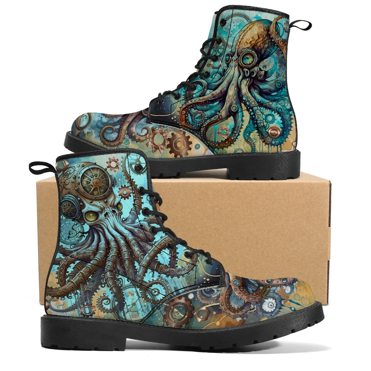 Kraken Winter Gothic Bronze Canvas Boots