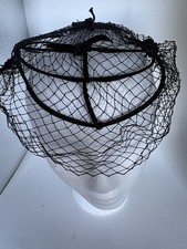 Vintage 1950s Black Calot Half Hat Birdcage Veil Fascinator Velvet Frame