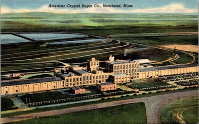 Moorhead Minnesota Aerial View American Crystal Sugar Co. Clay Co Postcard 33524