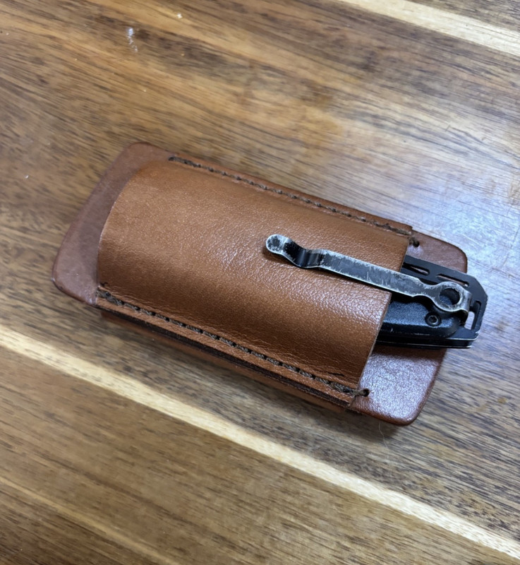 LEATHER  HORIZONTAL CARRY BELT  SHEATH FOR TACTICAL KNIFE WITH CLIP