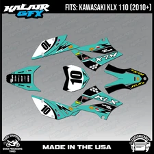 Graphics Kit for Kawasaki  KLX110, KLX110R, KXL110RL (2010-2024) Speed-Teal