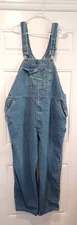 KEY IMPERIAL VTG 90s Blue Denim Bib Overalls Carpenter Workwear Zip fly 46 x 28
