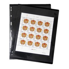 MUDOR Vario Stamp Pages for Album Binder, 10 Sheet 20 1 Row, BLACK