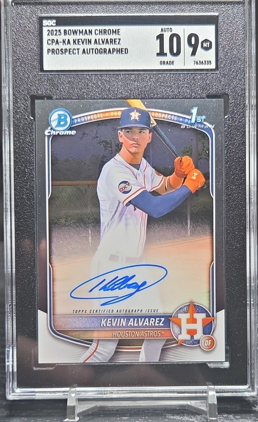 🔥 2025 Bowman Chrome 1st Kevin Alvarez #CPA-KA Auto SGC Mint 10/9 Astros 🔥