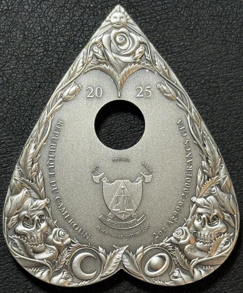 2025 2 Oz .999 Silver Cameroun 2000 Francs CFA Ouija Spirt Board Occult Coin!! - Image 3 of 4