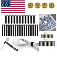 Self-Gripping Cable Ties by , Black, 40 Pack 5 Inch and 8 Inch Straps – Reusa...