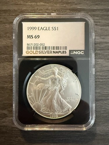 1999 American Silver Eagle 1oz 99.9% Fine Graded MS69 by NGC 🔥