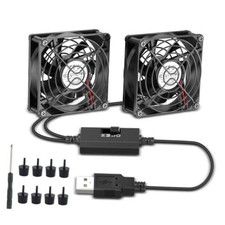 ELUTENG Dual Small USB Fan 3 Adjustable Speeds Two USB Powered Fans with 8 80mm
