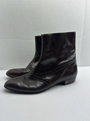 Stacy Adams Para hombres Vintage Botines Cuero Marrón Cremallera Zapatos Talla 9.5 - Imagen 24 de 24