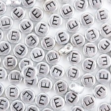 4x7mm Silver Acrylic Alphabet Letter Beads 200pcs for Bracelets