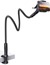 Gooseneck Phone Holder Bed - Nylon Braided Flexible Arm, 38inch Black
