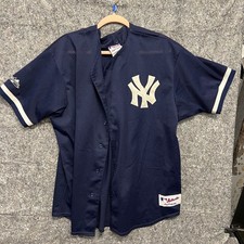 NY Yankees Jersey Boys Youth 2X Blue Made in USA Baseball Majestic Athletic Away