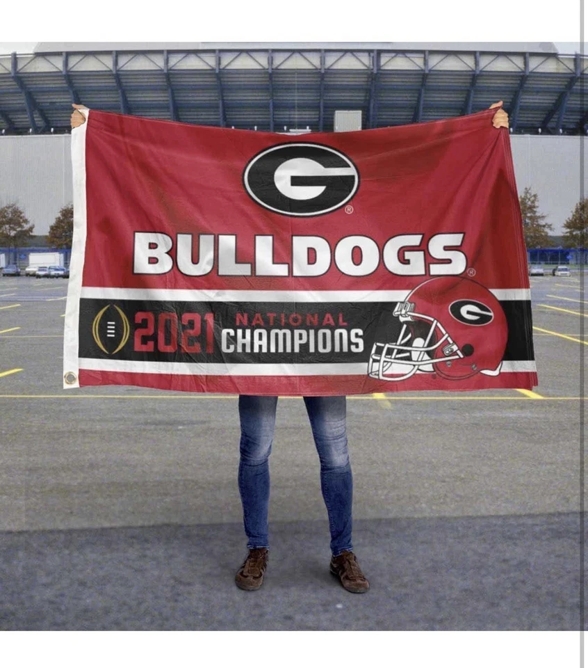 UGA Bulldogs Fútbol Nacional 2021 Campeones Bandera 3x5 Foto 2 de 4