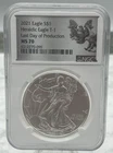 2021 Silver Eagle Type 1 NGC MS70 Last Day of Production Heraldic