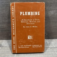Vintage 1945 Plumbing John G Miller Handbook HC D Van Nostrand Orange DJ USA