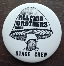 Early 1970s Allman Brothers Concert Stage Crew Pinback Button Pass Duane Gregg