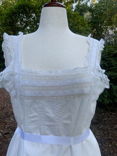 Edwardian Cotton / Slip Dress White Cotton M/L - Picture 14 of 16