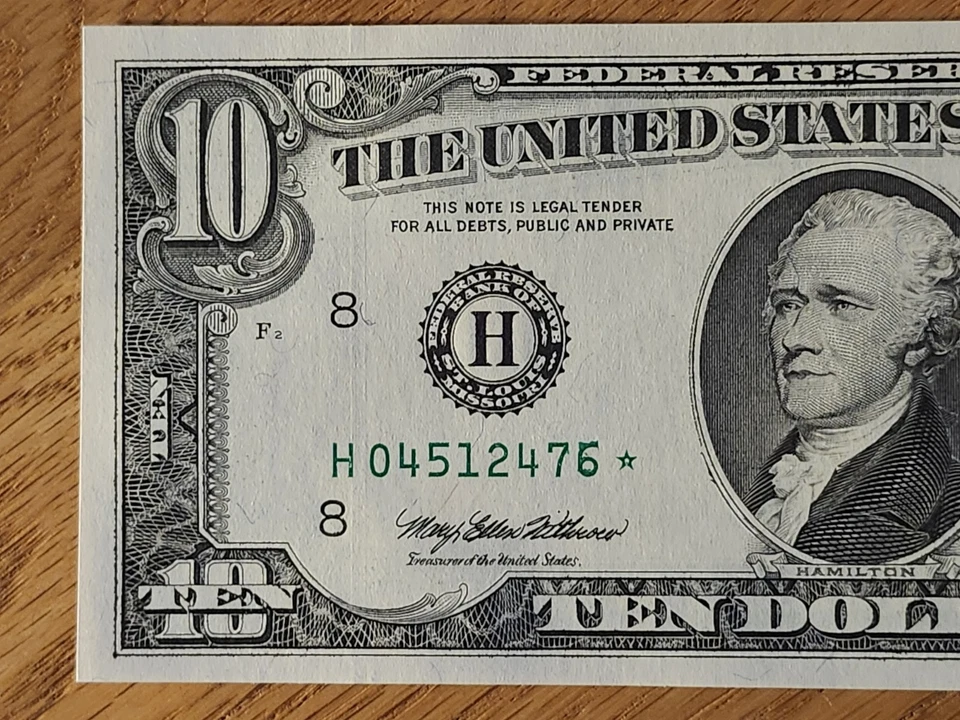 1995 $10 "STAR NOTE" GEM/UNC ST LOUIS #H04512476* 2 OF 3 CONS SERIAL NUMBERS - Image 3 of 4