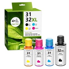 31 32XL Ink Refills 4-Pack Black Cyan Magenta Yellow for HP Smart Tank Printers