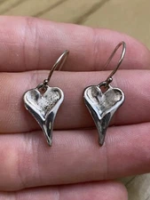 Hagit Gorali Heart Earrings 925 Sterling Silver Designer Signed Dangle Hook