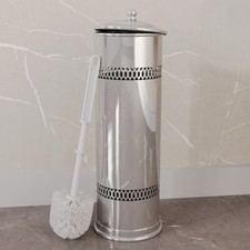 Bathroom Toilet Brush Holder Bright Chrome 15"H x 5"D  Renovator's Supply