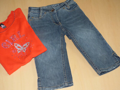 T-Shirt Trigema Gr. 140 + Jeans Shorts Gr. 134 S´Oliver stretch used effect