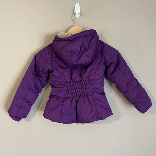 Lands End Jacket Girls Size 4 Purple Full Zip Hooded Fleece Lined Coat - Picture 9 of 15