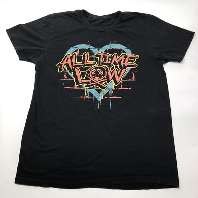 All Time Low Heart Logo size M Medium Black T Shirt Vtg Y2K Pop Punk Band Tee