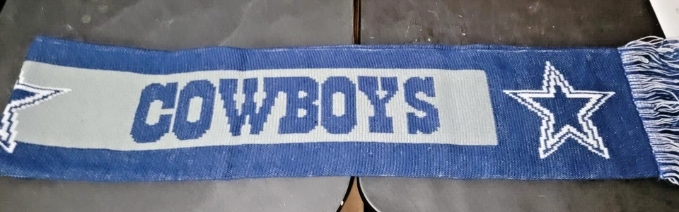 Dallas Cowboys Gray Scarf Knit Winter Neck - Double Sided Big Team Logo New Navy - Image 3 of 4