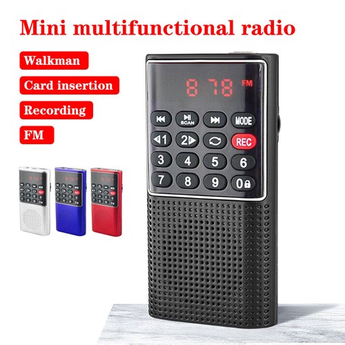 Rechargeable Mini Digital Radio MP3 Music Player FM USB SD Card Speaker Portable - Picture 1 of 19