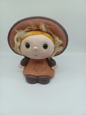 Vintage Ceramic Little Girl with Bonnet Piggy Bank, Made in Taiwan - 5.75" tall