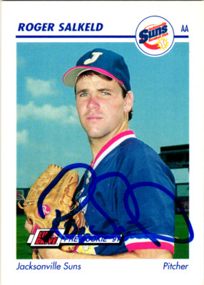 Roger Salkeld Signed 1991 impel Line Drive Pre-Rookie #344 Jacksonville Suns