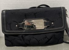 Vintage Chaps Womens Mini Handbag Cross Body Purse Black Logo Print Y2K 90s