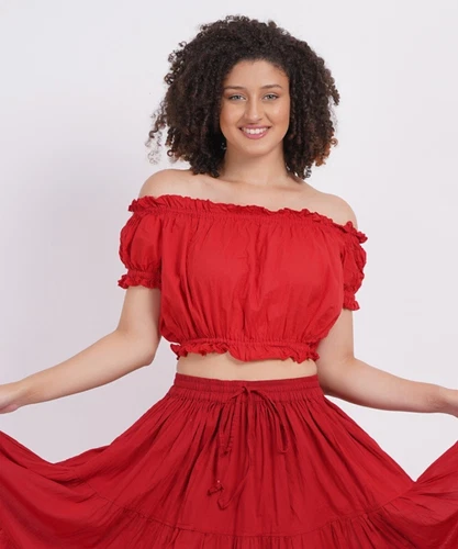 Women's Pack of 5pc Classic Cotton Crop Top With puff Sleeve Mix Lot Wholesale